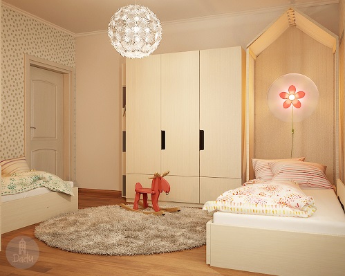 Soft And Pastel Colour For Twin Girls' Bedroom