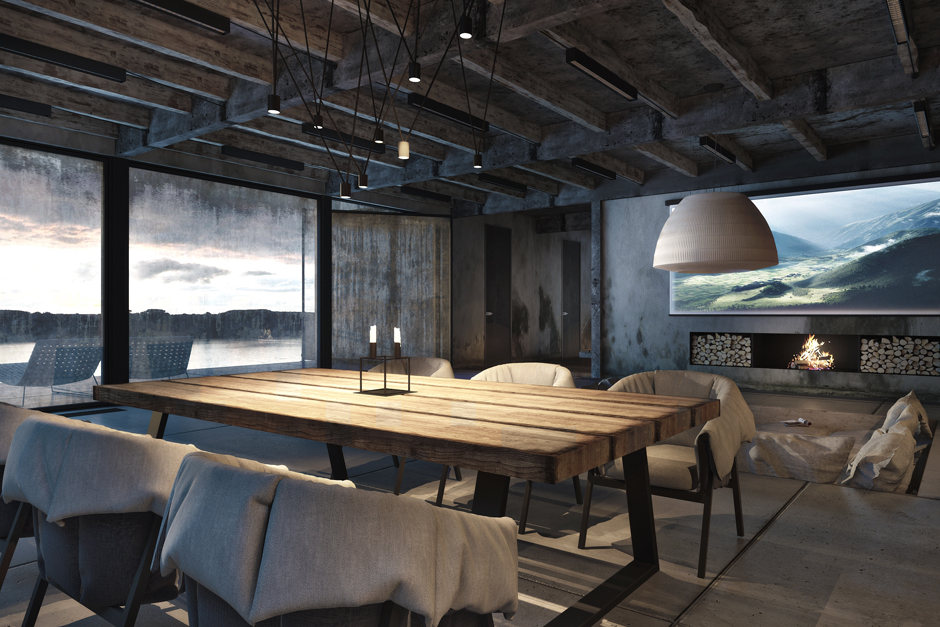 Industrial style living room design with beautiful indoor garden ... Patio Lights diseño