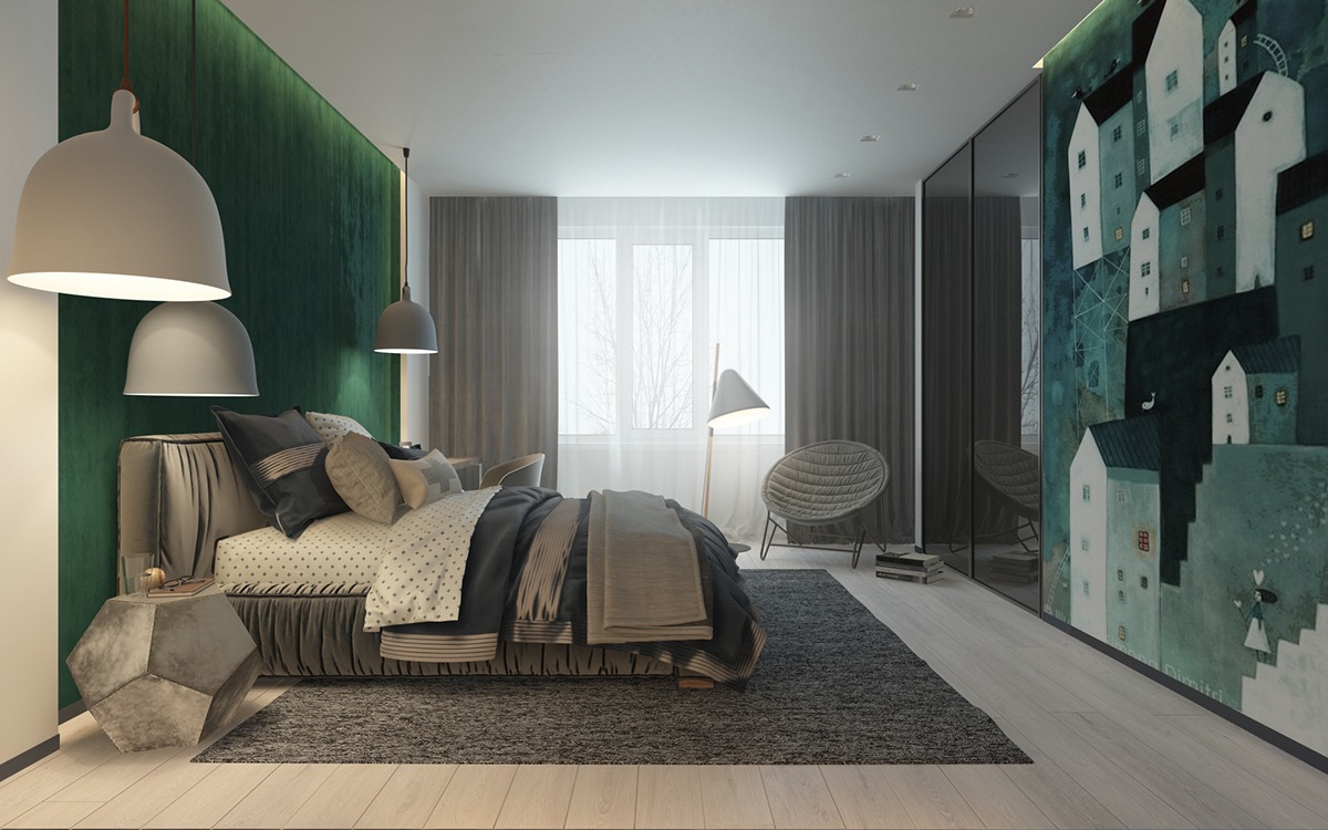 bedroom ideas wooden green furniture