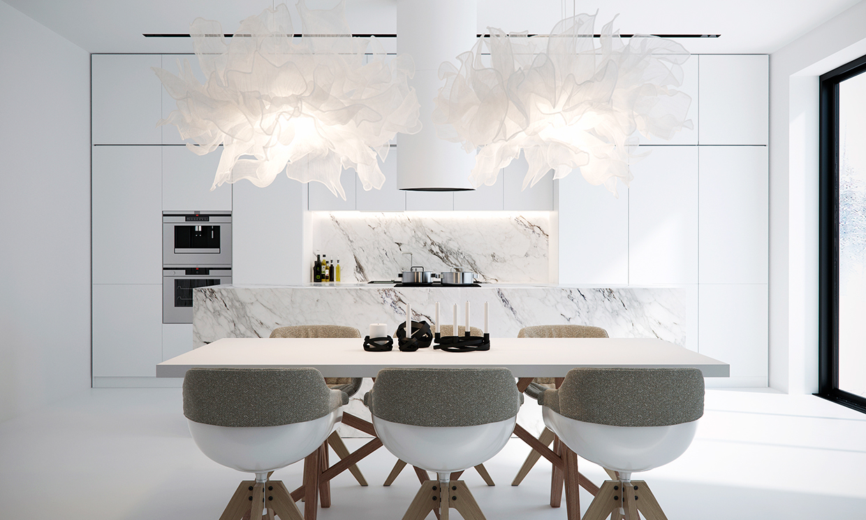 white dining room design