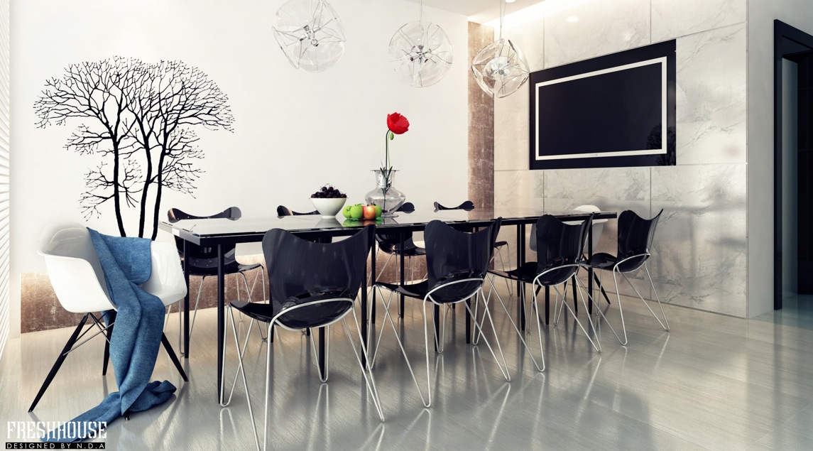modern black dining room