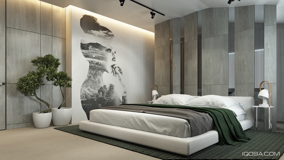 bedroom design with wall texture