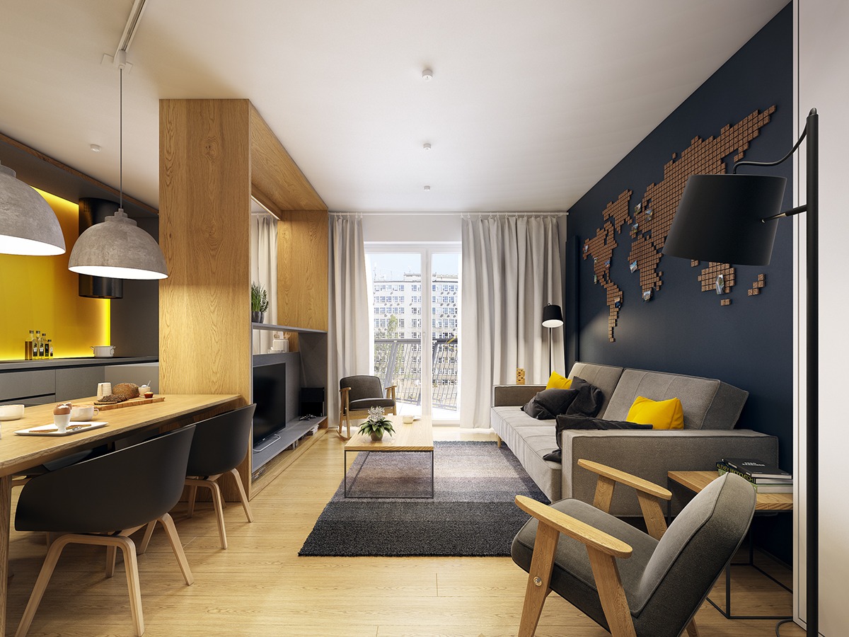Modern Scandinavian Apartment Interior Design With Gray
