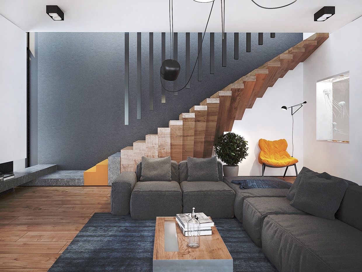 home design with unique staircase