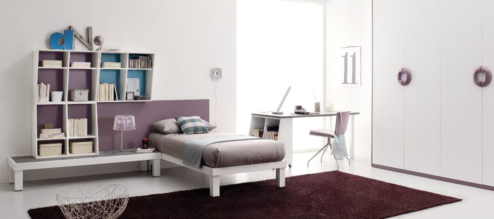 purple color teen bedroom design
