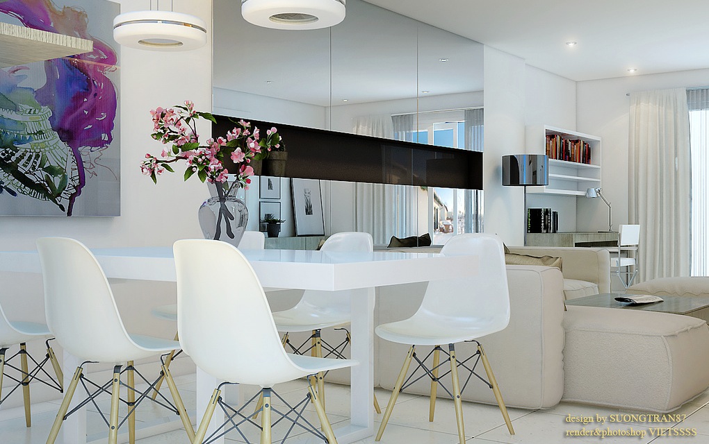 modern white dining room concept