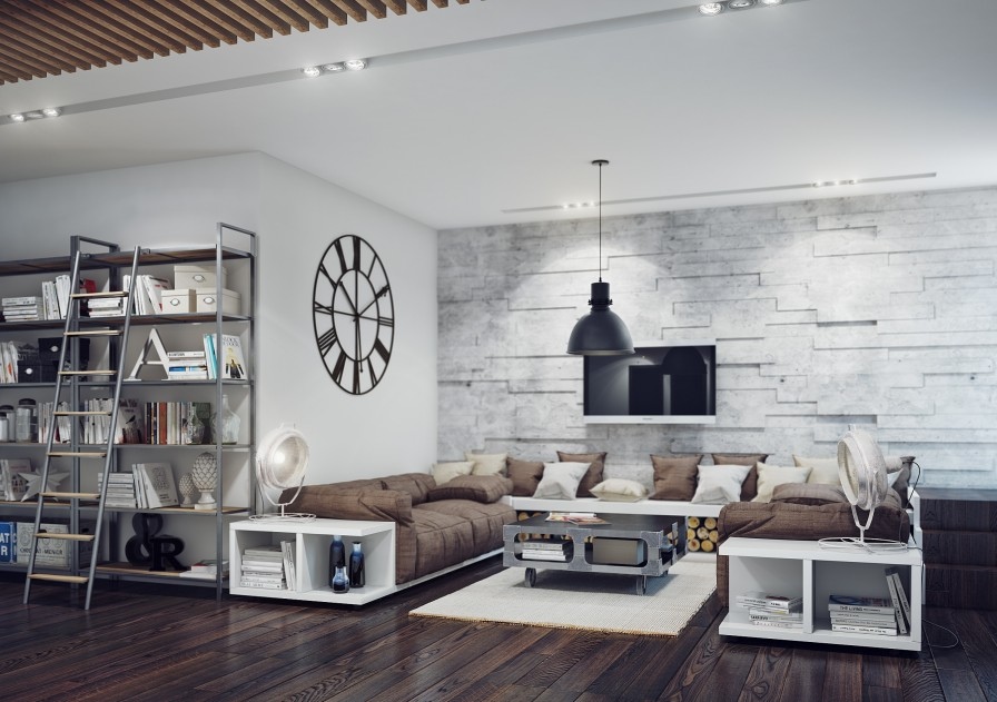 white modern spacious living room