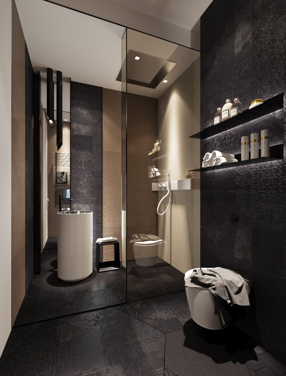 dark modern bathroom decor