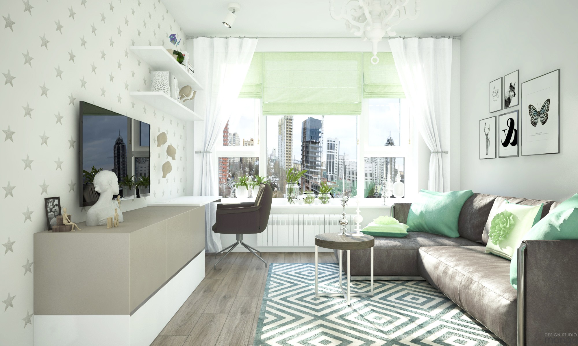 green shade for living room design