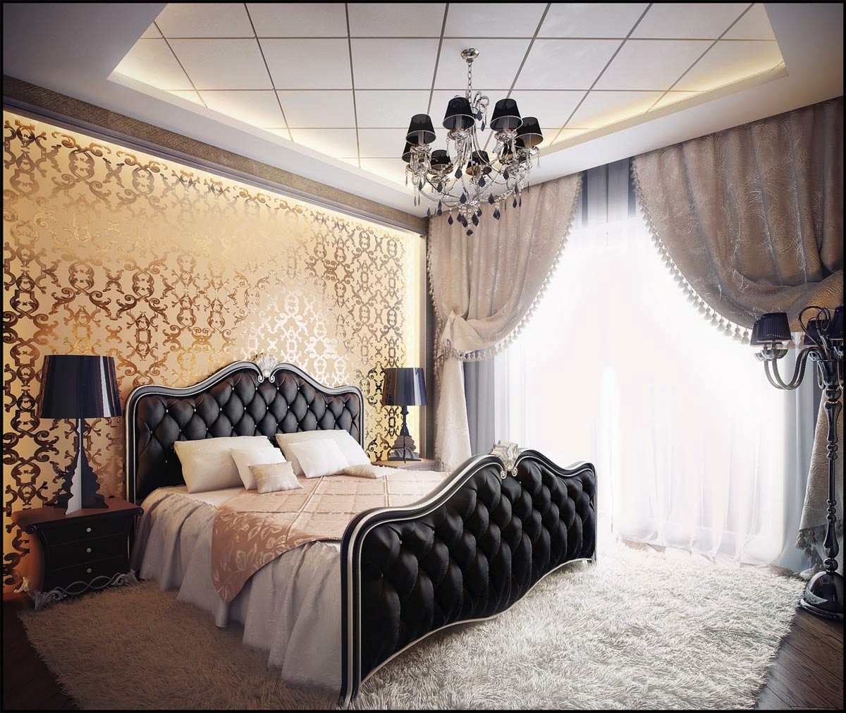 black and white elegant bedroom 