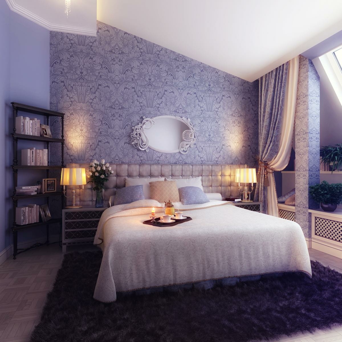 purple classic elegant bedroom