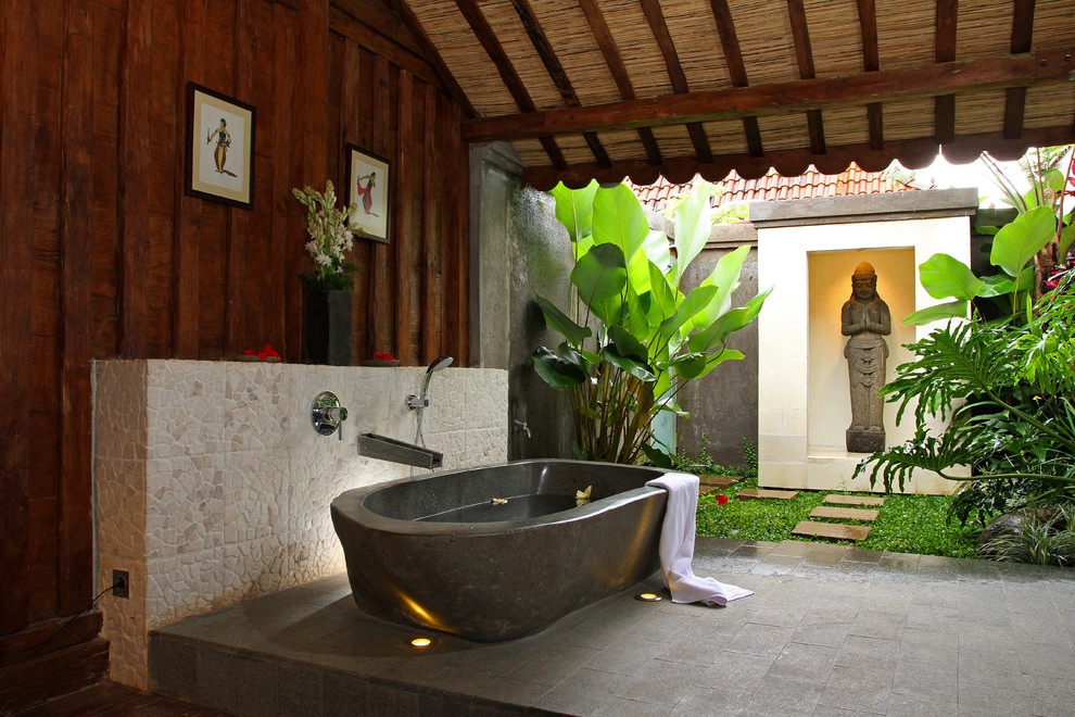 contemporary bathroom with perfect bathtub