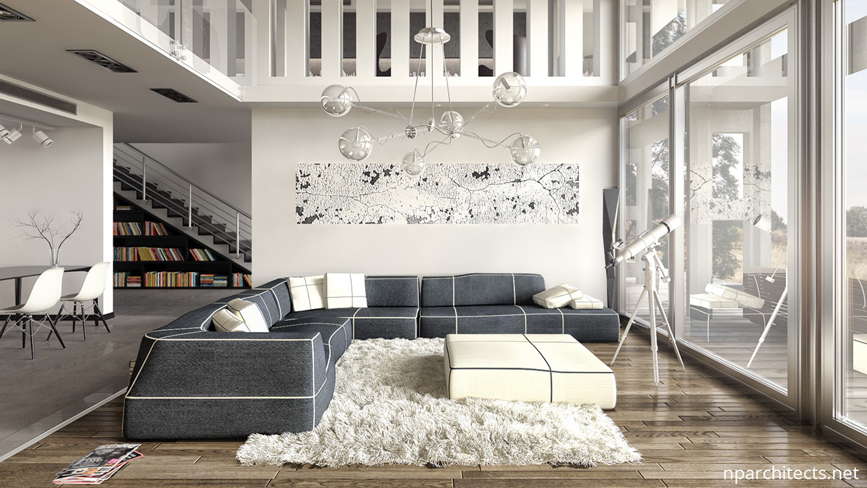 white luxury living room design
