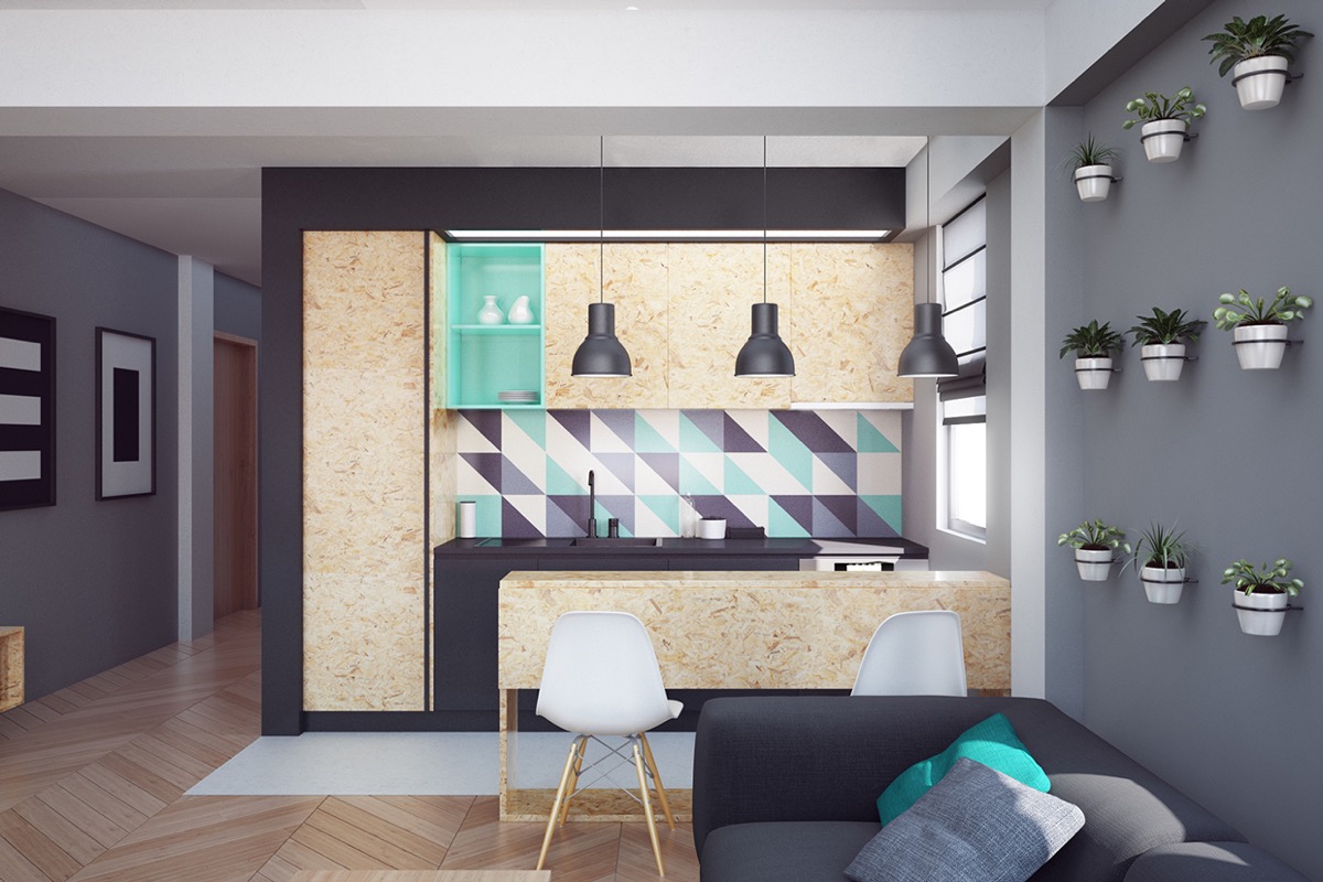 geometric backsplash kitchen design