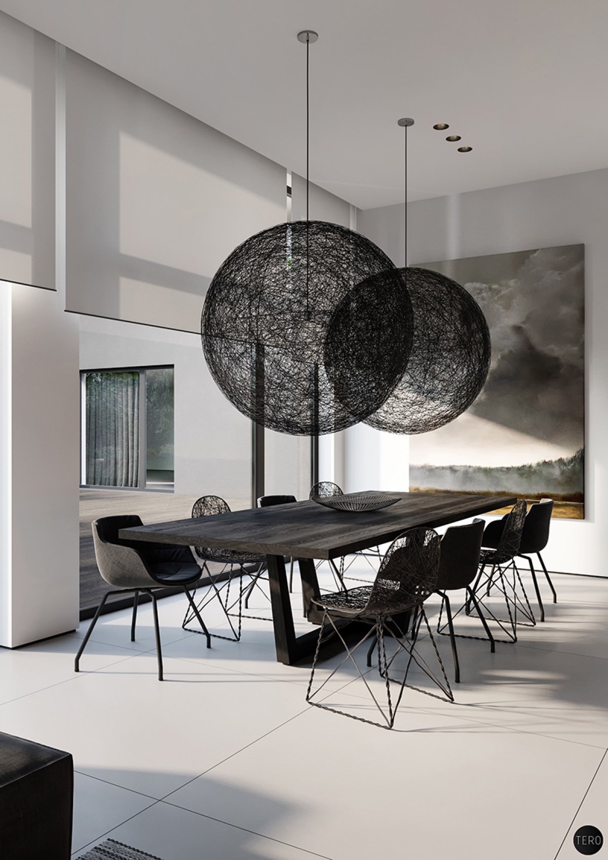 modern black dining room design