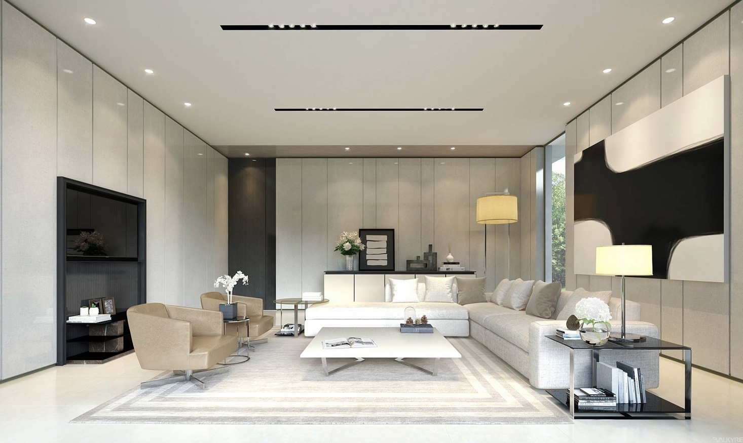 white luxury living room design