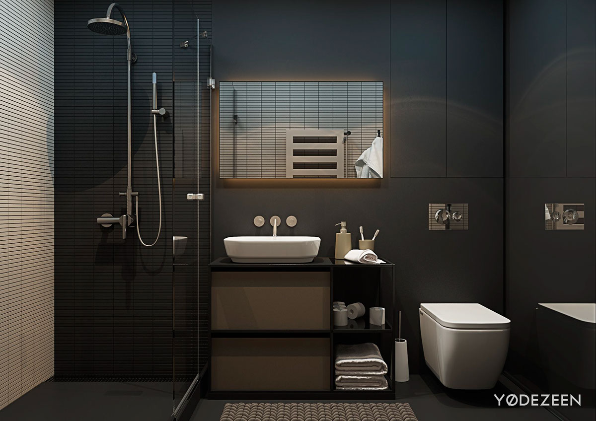 matte black bathroom interior design