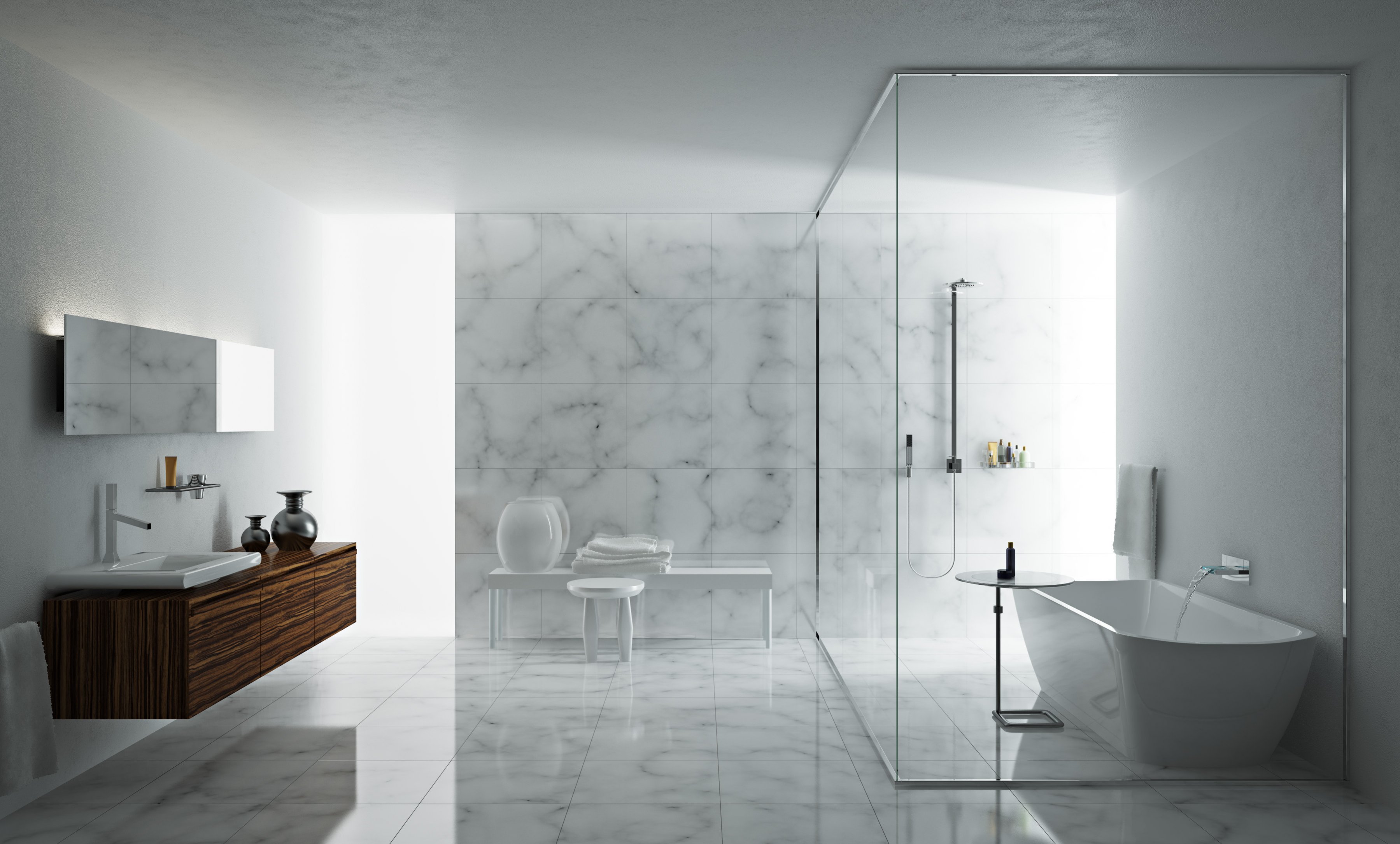 minimalist marble bathroom