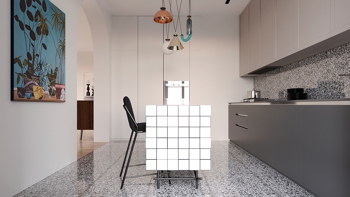 white geometry kitchen design ideas