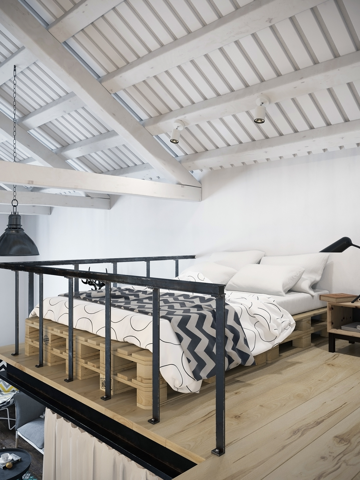 scandinavian white loft design