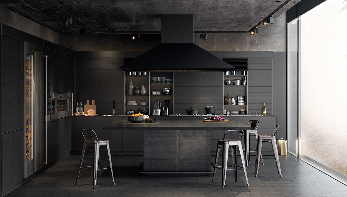contemporary dark kitchen design