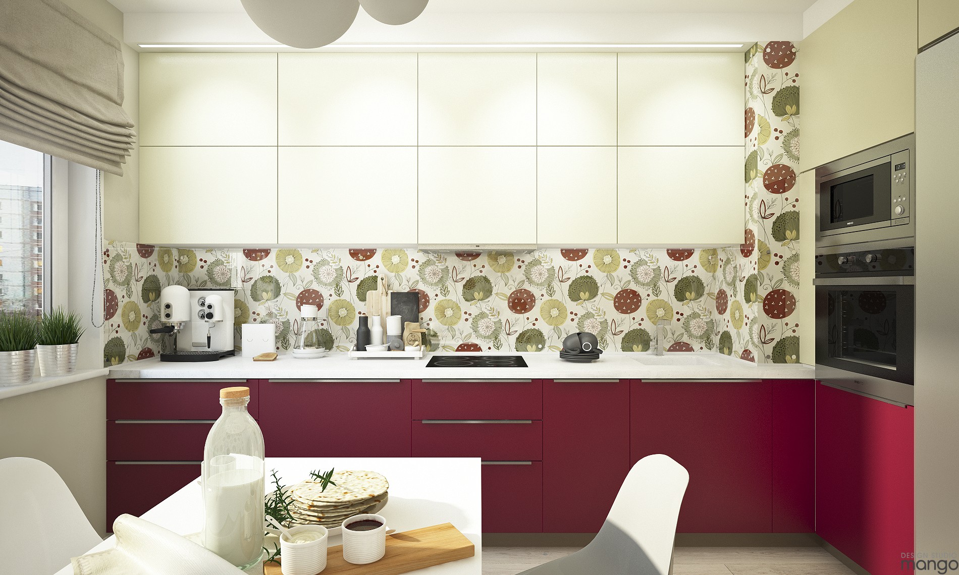 floral kitchen backsplash design