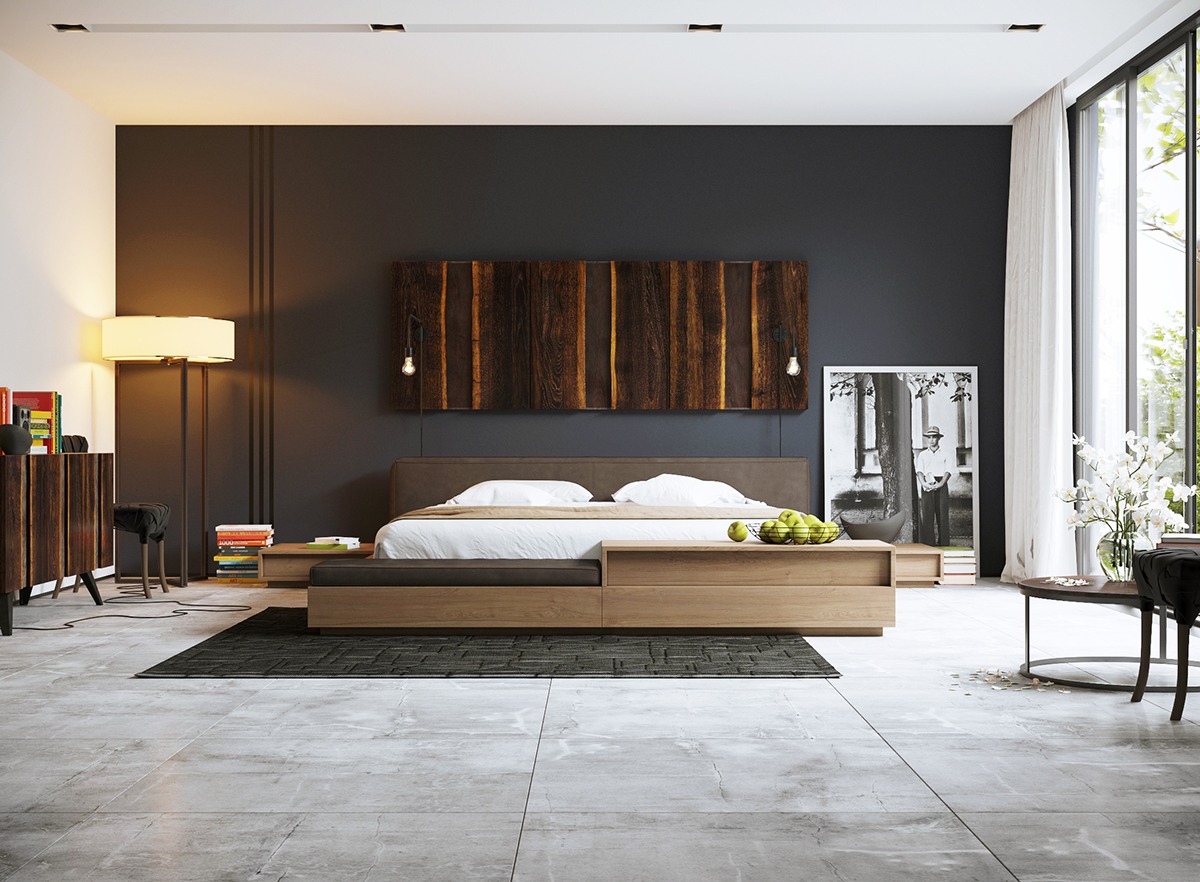 Dark Bedroom Designs With Minimalist and Playful