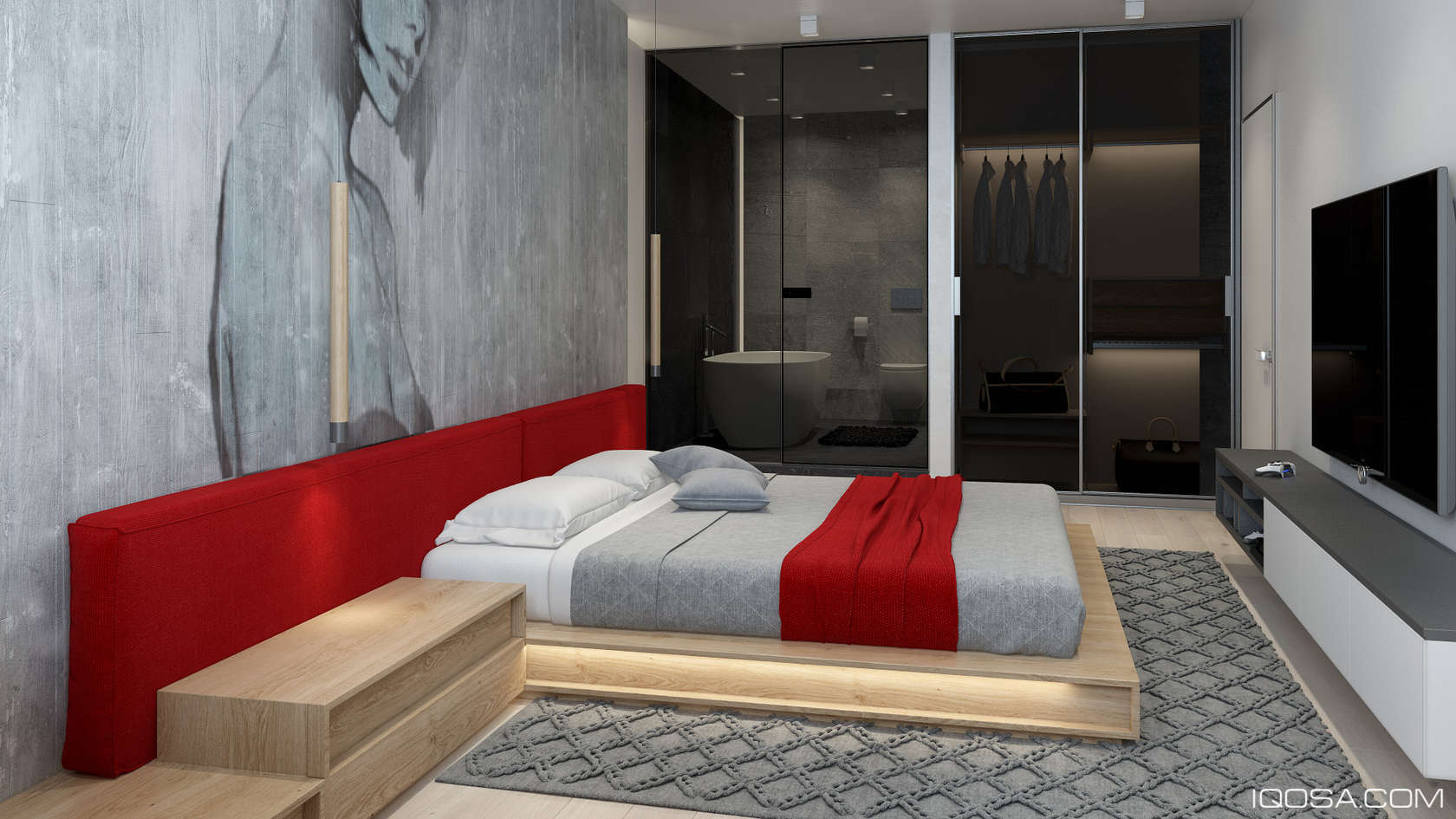 modern apartment studio luxury bedroom minimalist decor looks bed designs decorating platform grey roohome combined stunning iqosa plans approachable take
