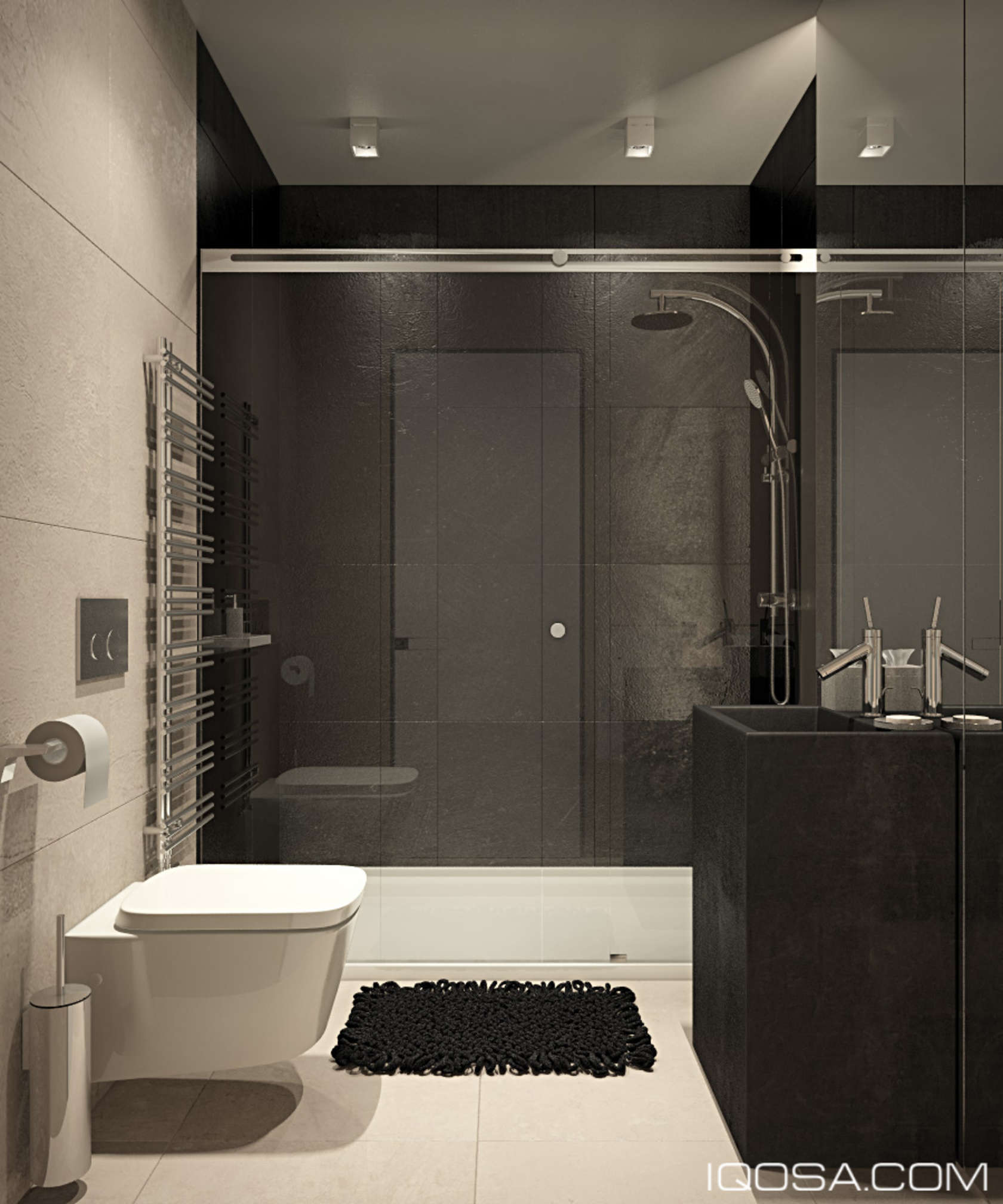 bathroom apartment minimalist modern luxury studio decor iqosa dark roohome combined stunning looks designs marble