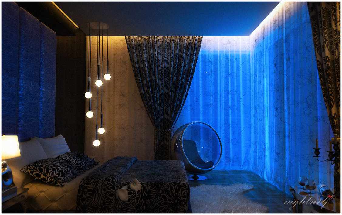 dark interior bedroom design