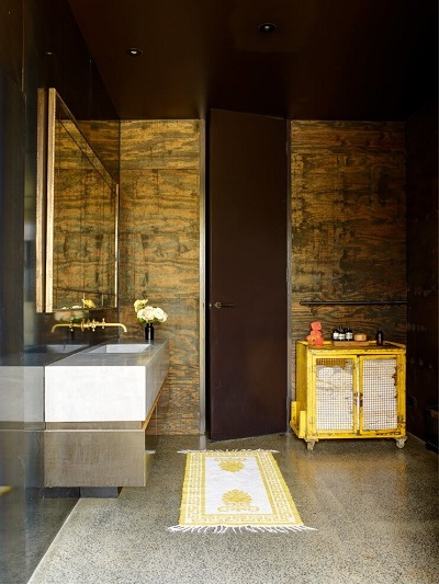 Modern wooden bathroom interior design