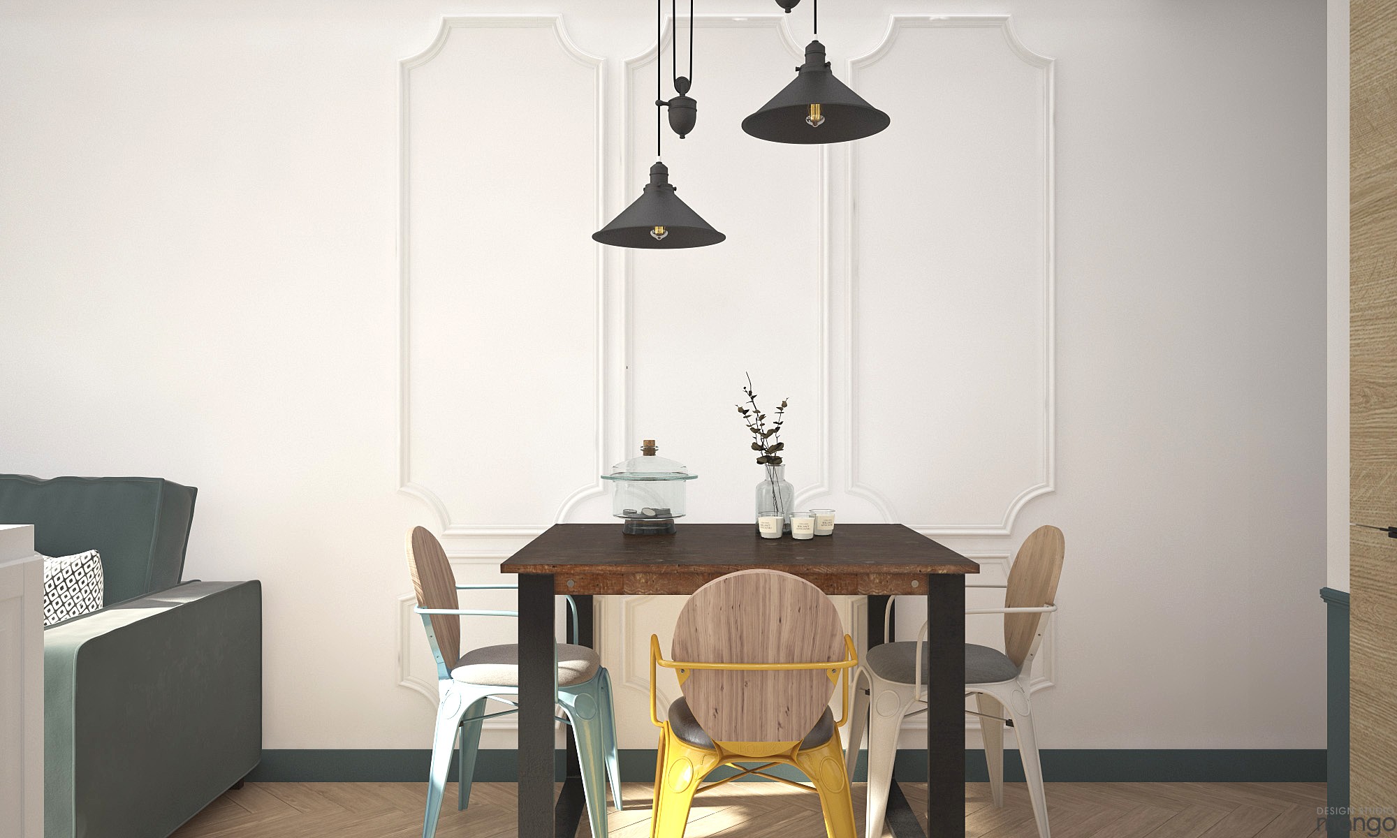 simple and minimalist dining room