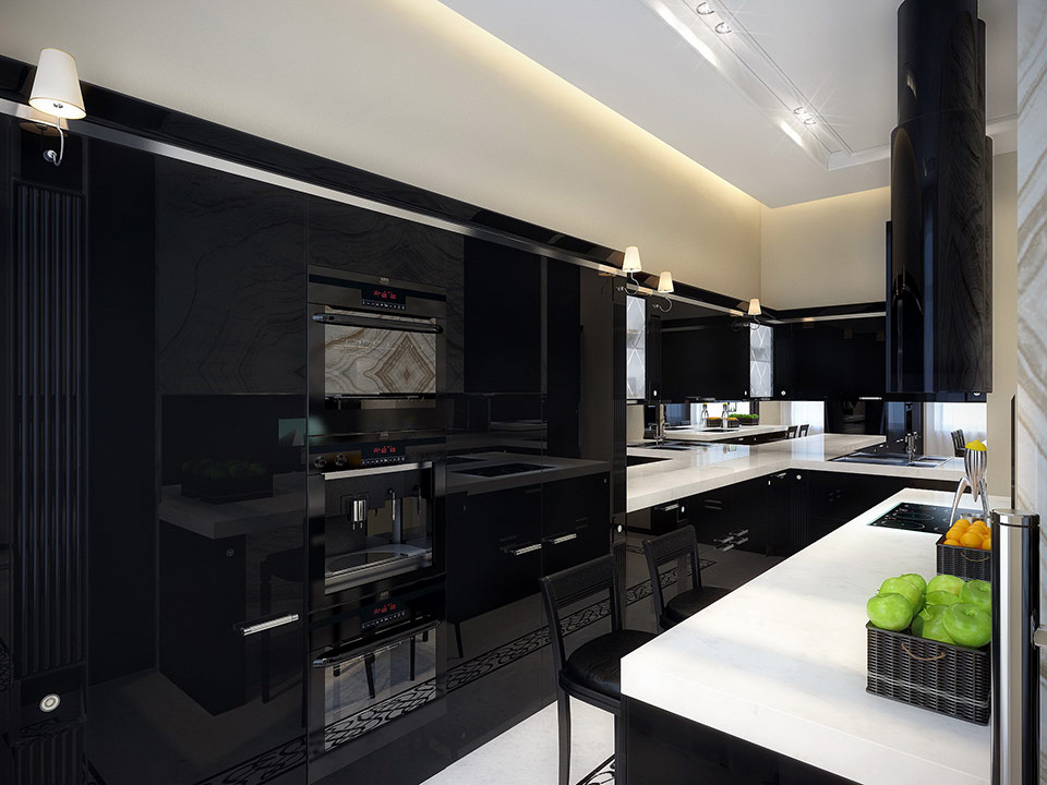black kitchen set design
