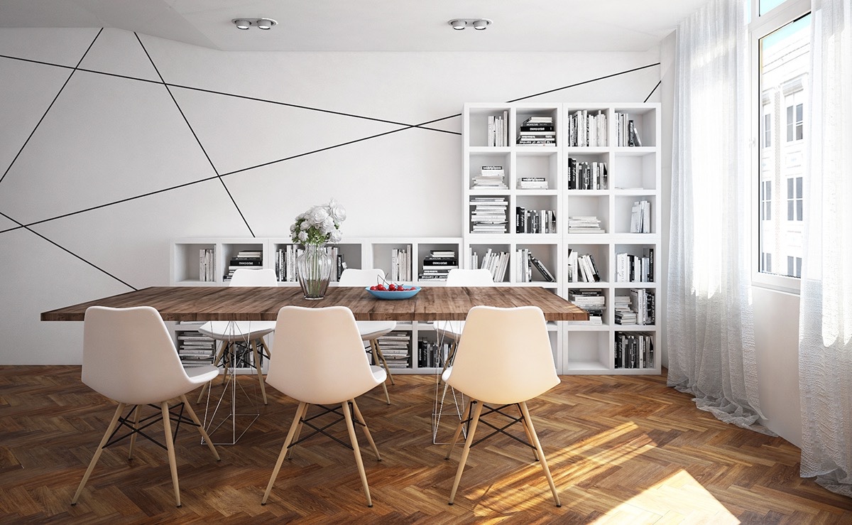 white minimalist dining room decor
