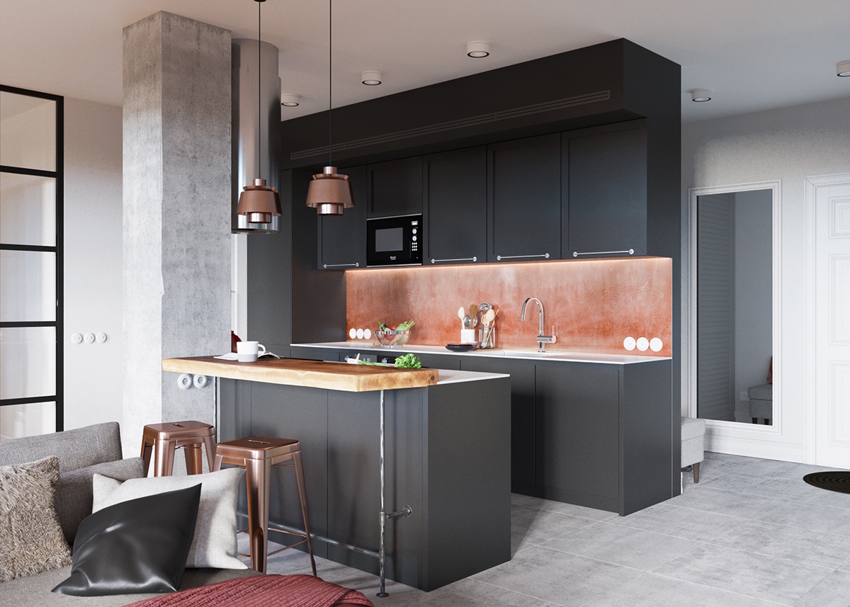 minimalist gray kitchen decor