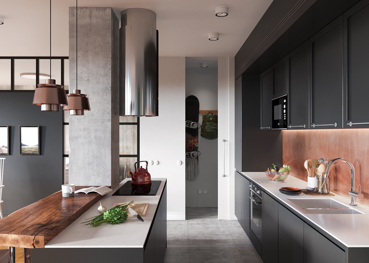 minimalist gray kitchen design