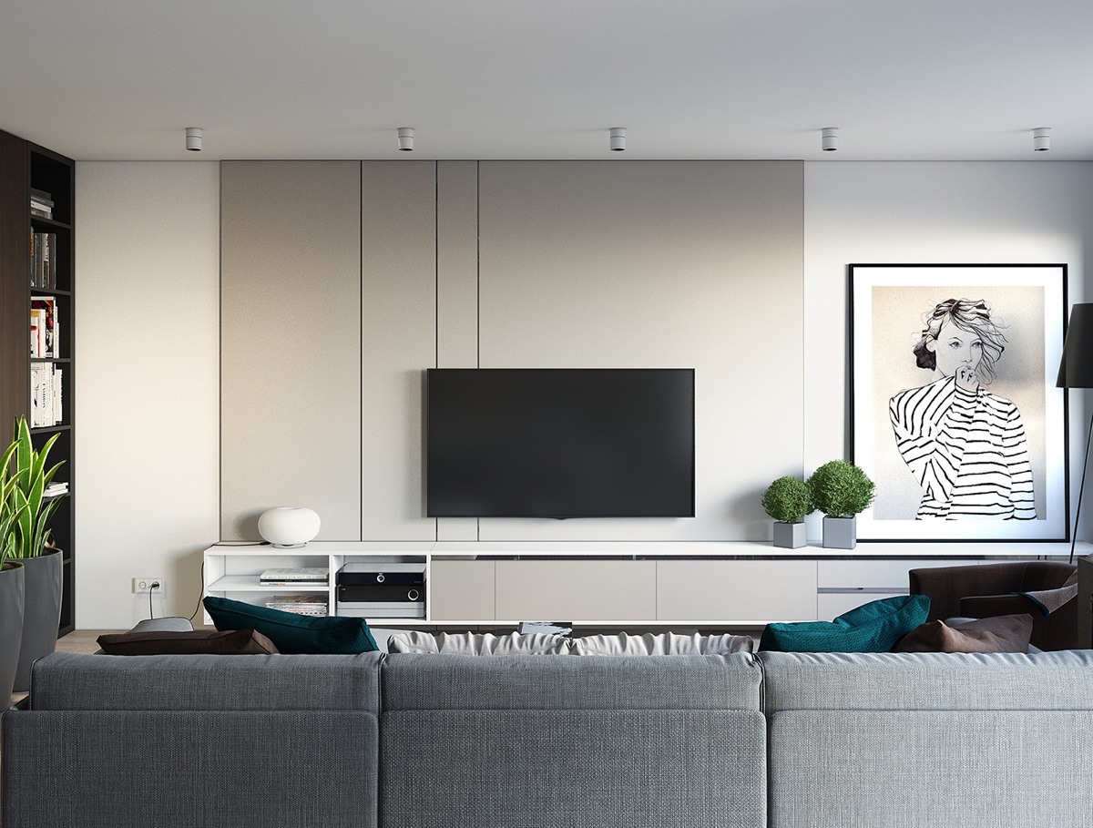 gray minimalist living room