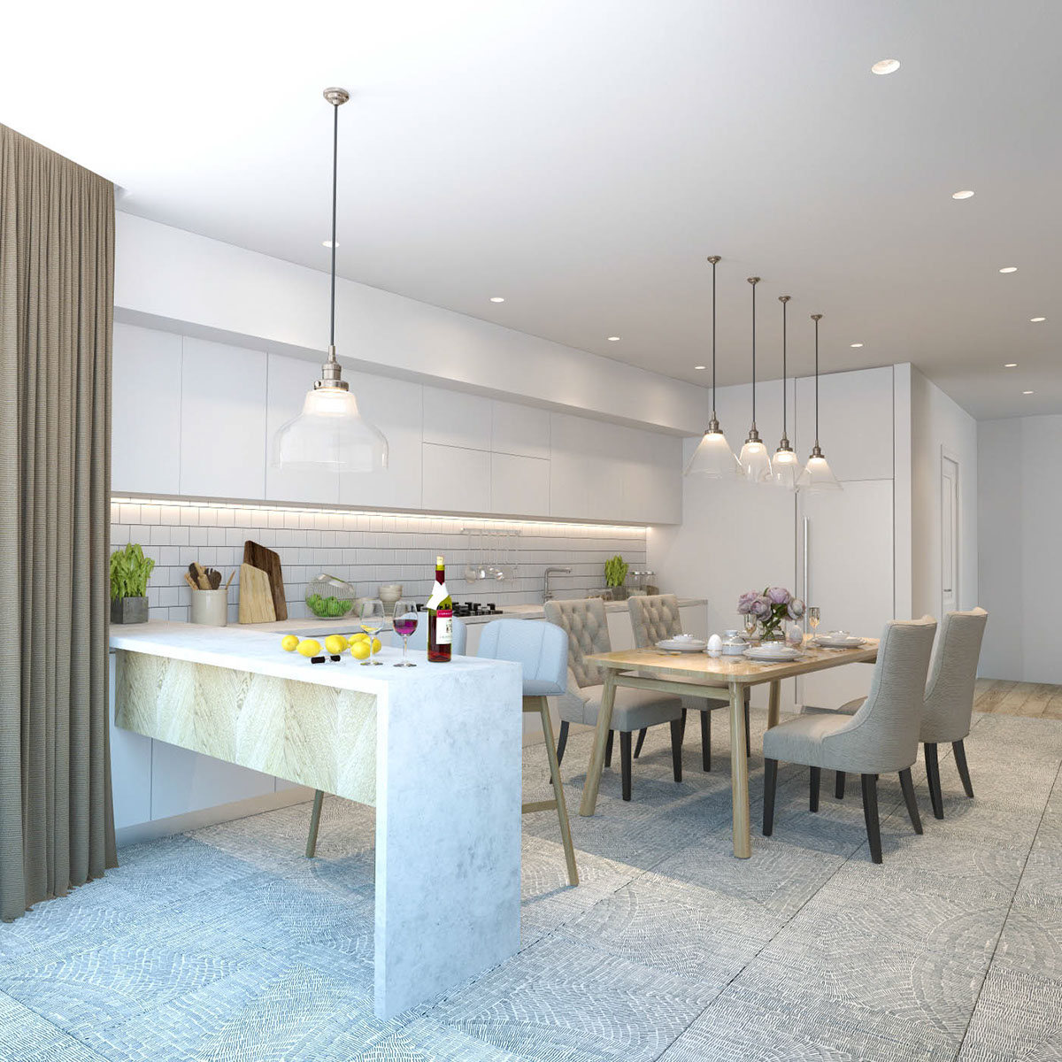 modern and minimalist kitchen set