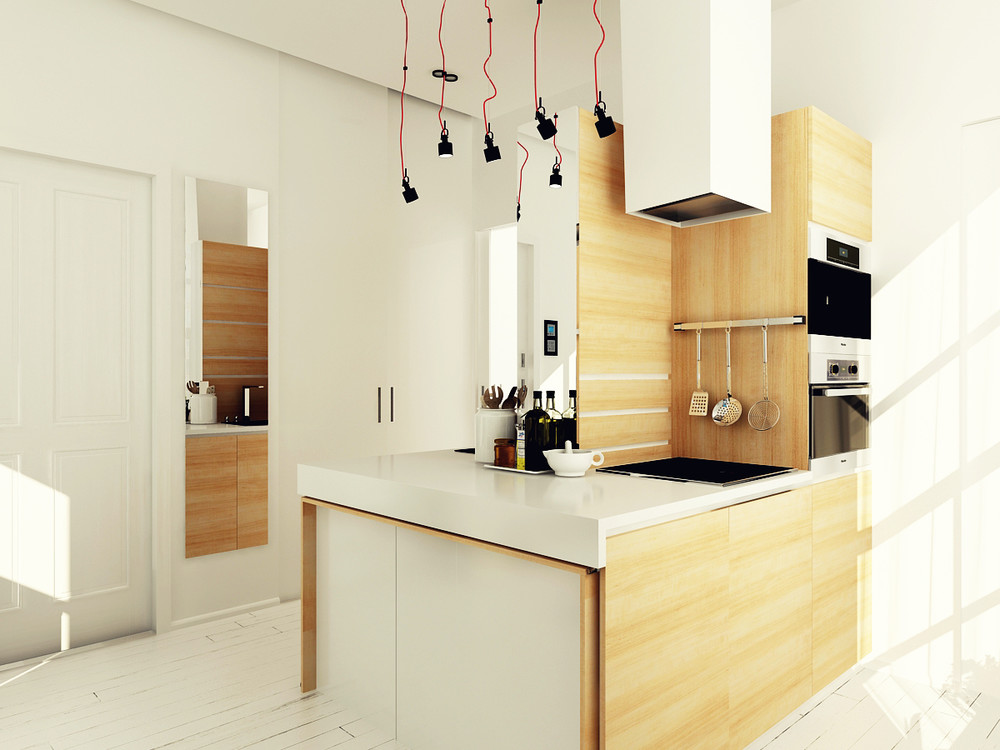 white wooden kitchen design