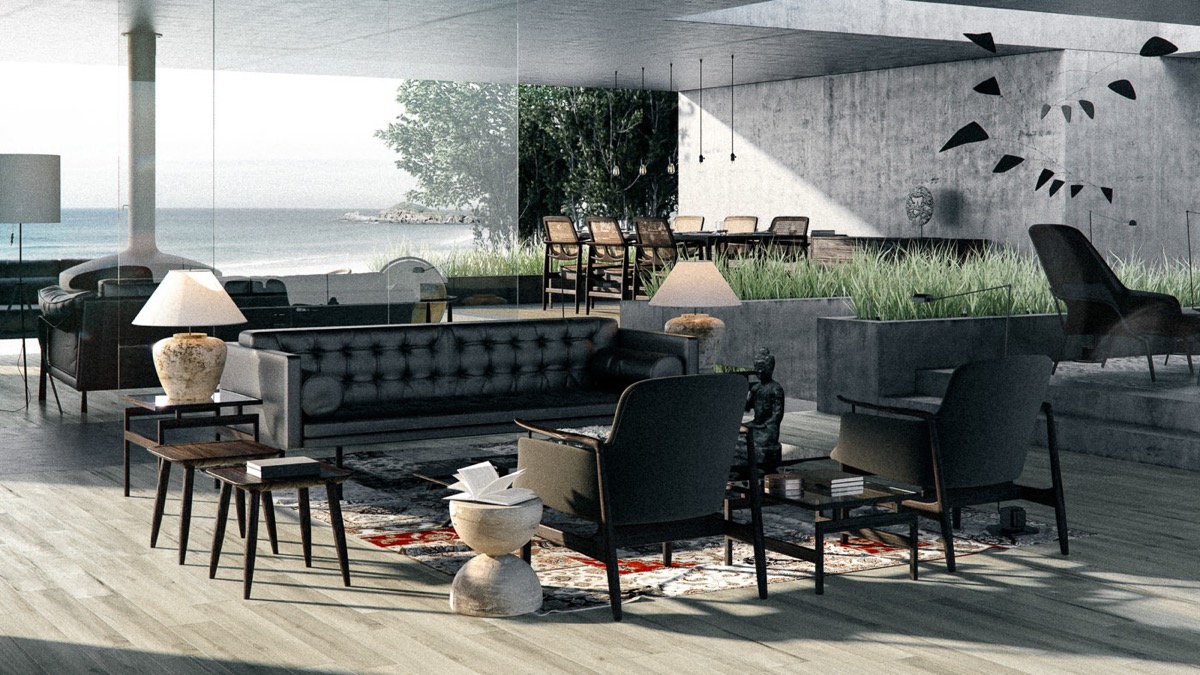 contemporary black living room design