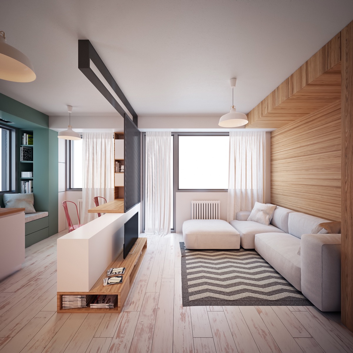 simple wooden living room design