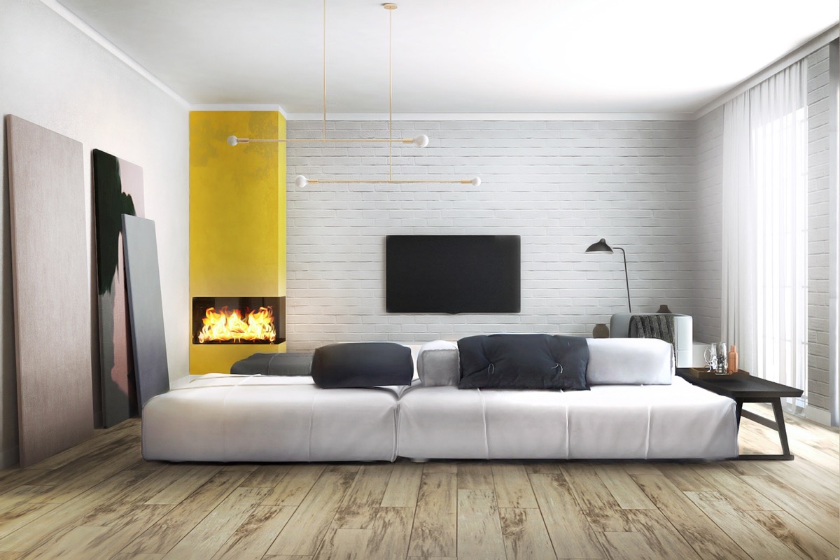 white minimalist living room 