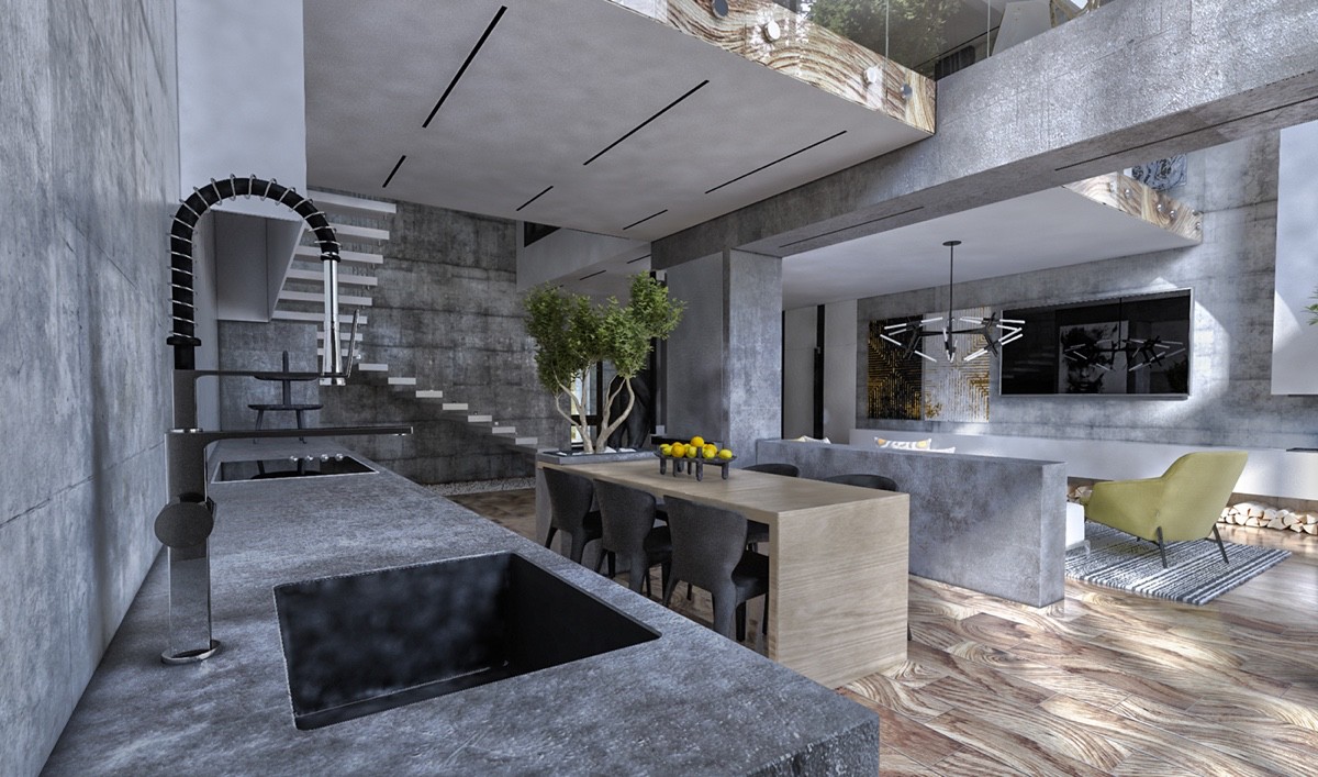 modern gray kitchen set
