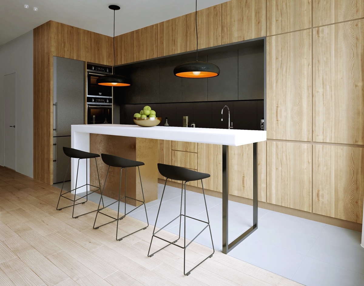 black-and-wood-compact-kitchen-design
