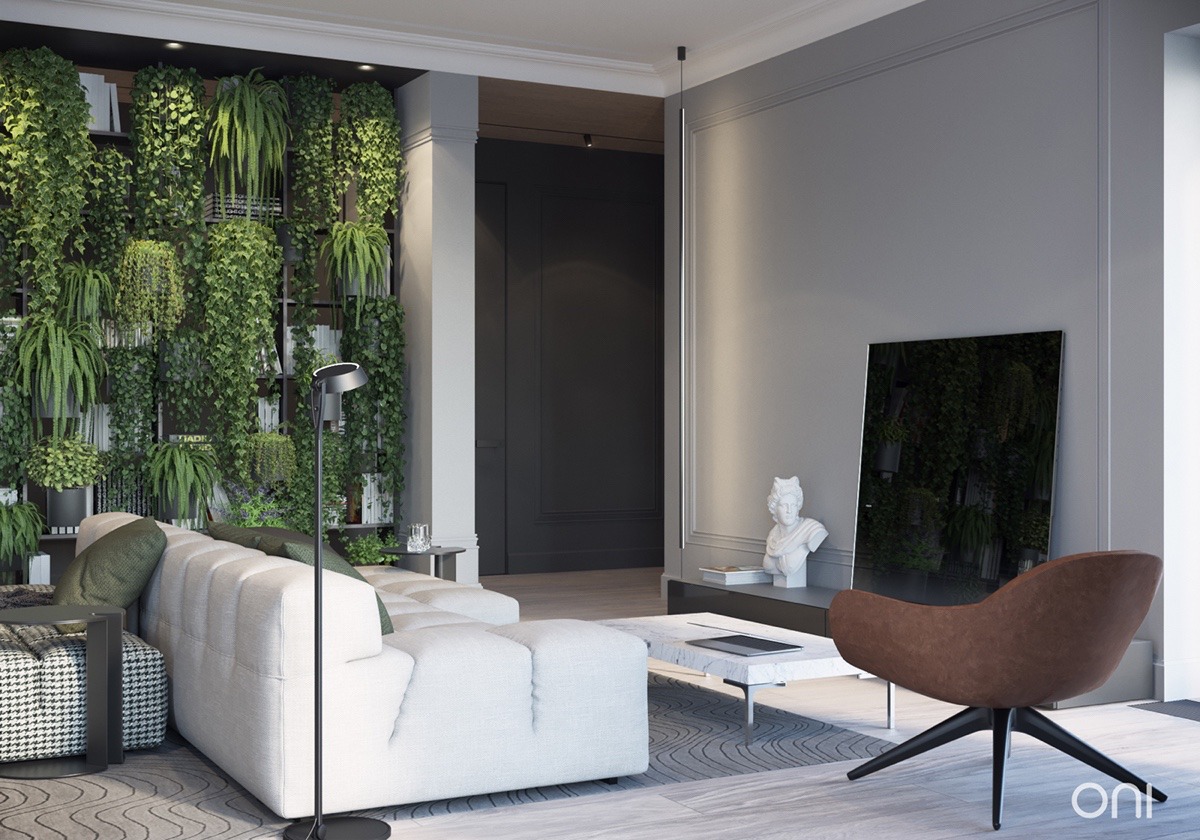 living-room with natural plant