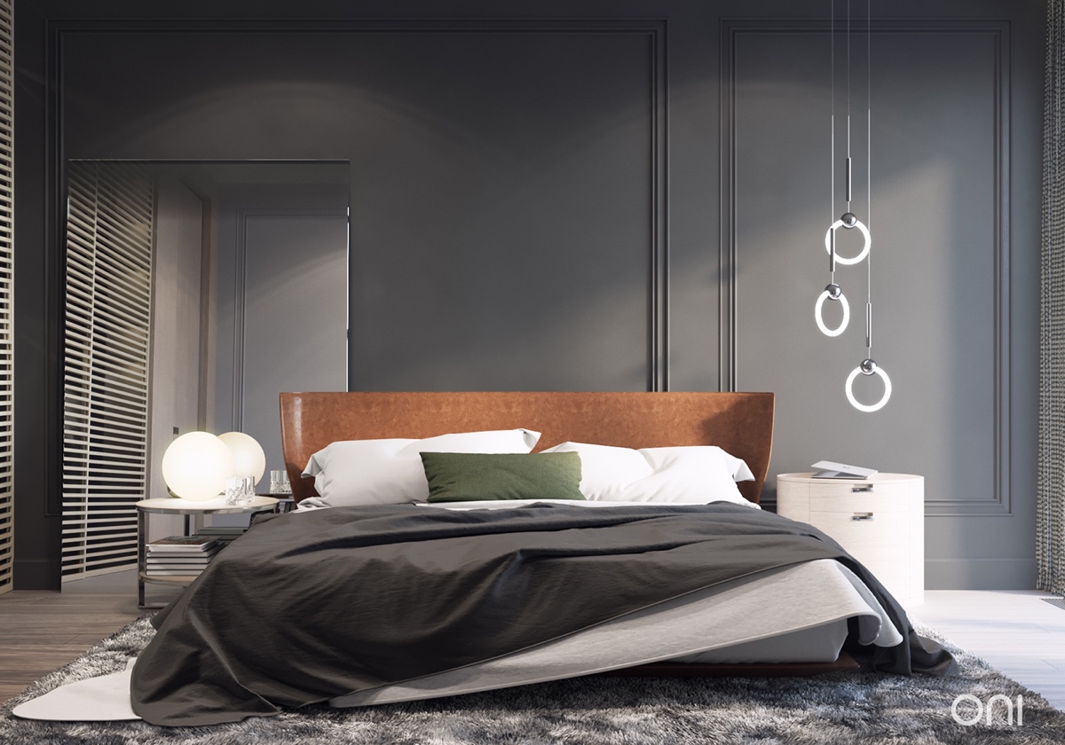 minimalist bedroom decor with gray