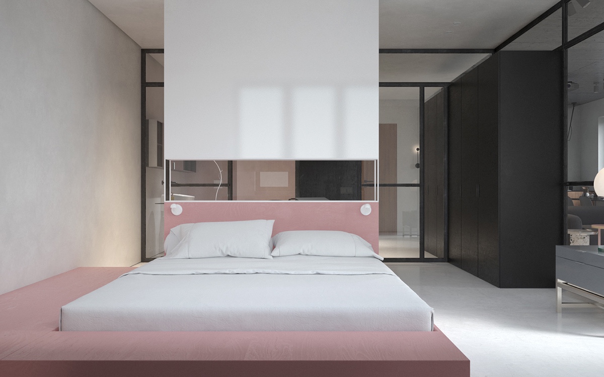 modern soft pink bedroom