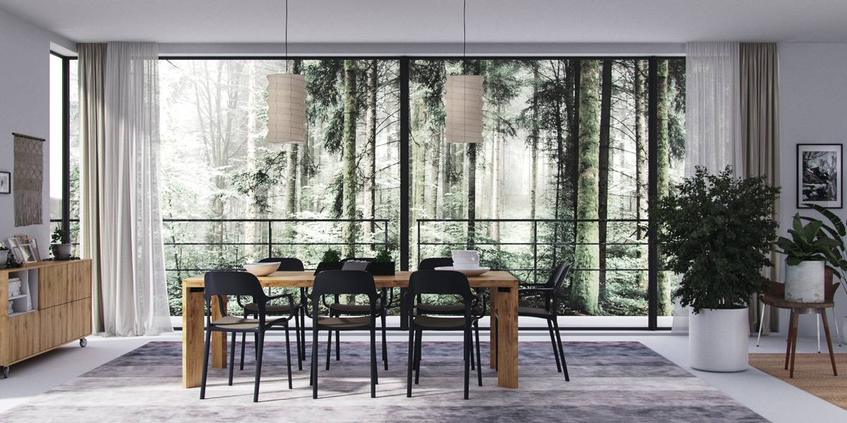 forest-view-potted-plants-dining-room 
