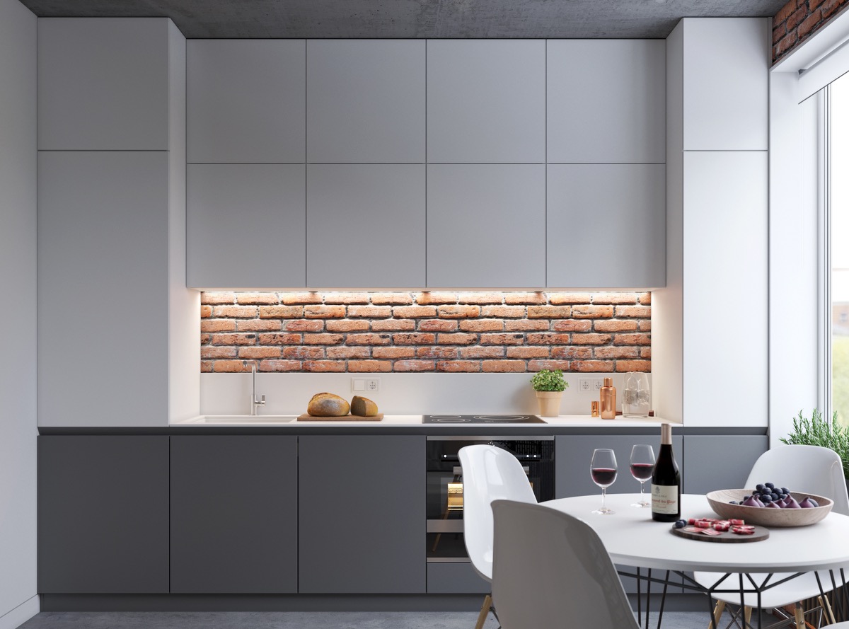 minimalist-kitchen-with-exposed-brick-wall 