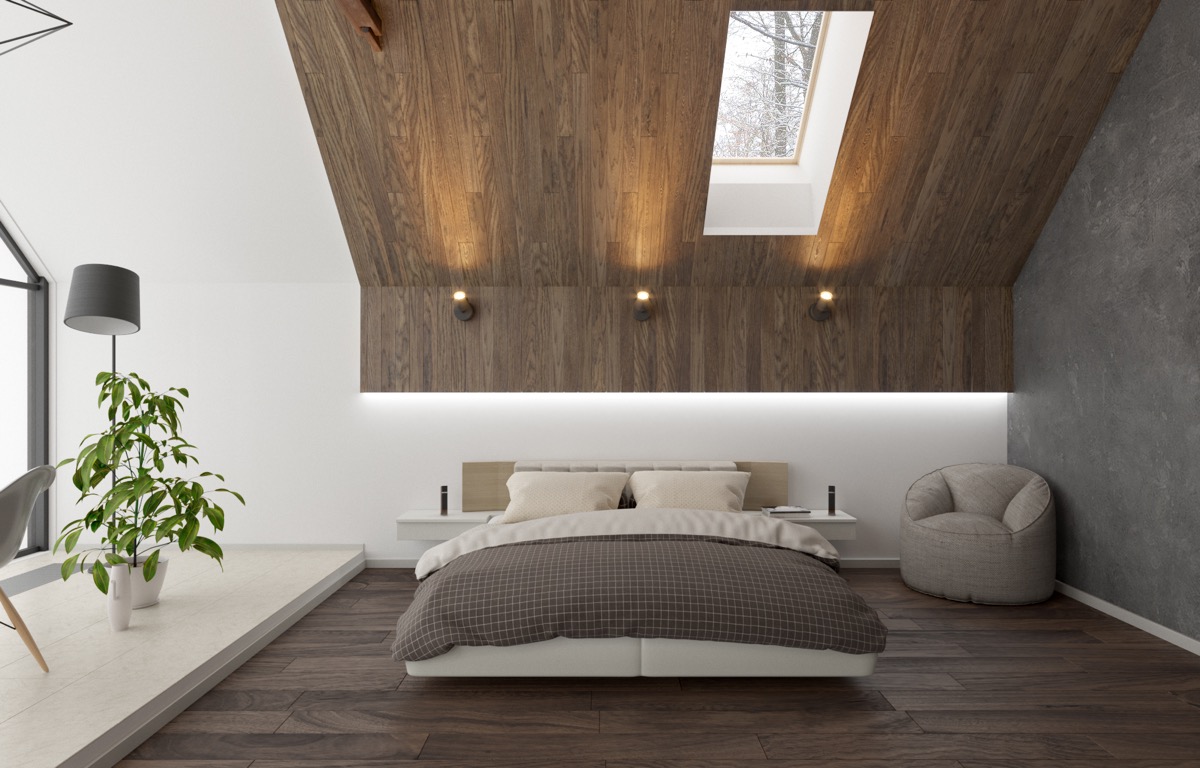 modern wooden bedroom